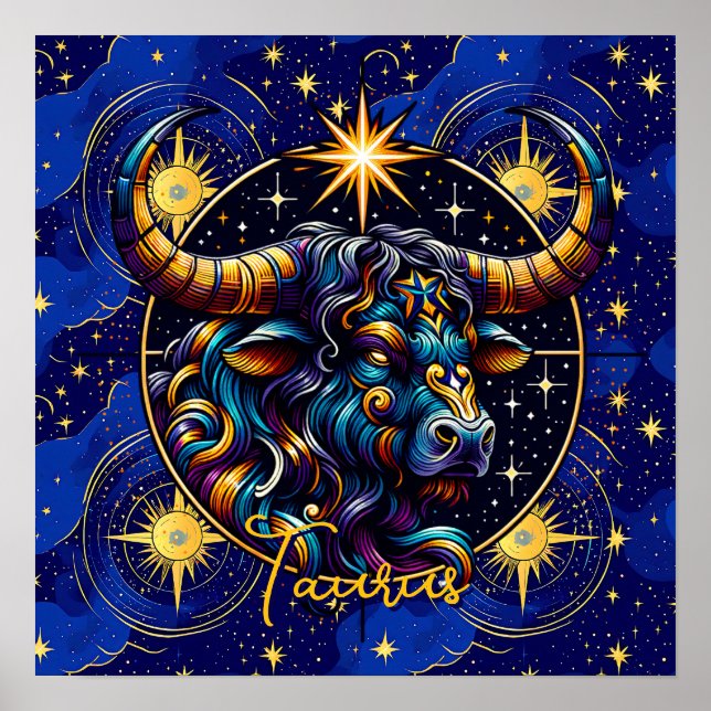 Horoscope Sign Taurus Zodiac Astrology Poster (Framsidan)