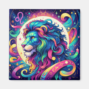 Horoscope-skylt Leo Färgbeständig Lejon konst Magnet