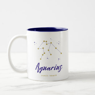 Horoscope-tecken för Aquarius Zodiac Star Constell Två-Tonad Mugg