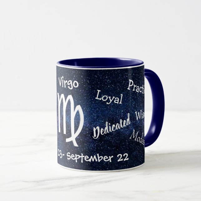 Horoscope Våg Sign Traits Black and White Mugg (Framsida höger)