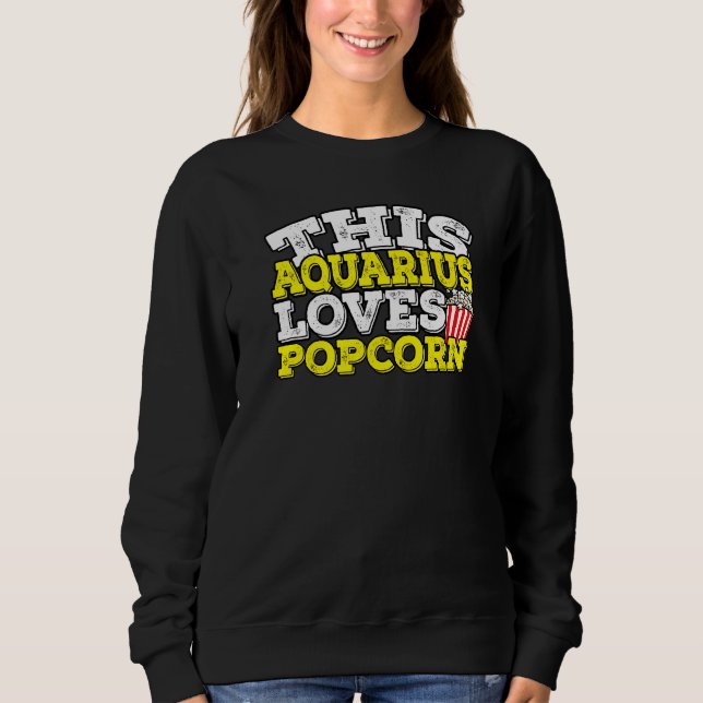 Horoscope Zodiac Sign Aquarius Kärlek Popcorn T Shirt (Framsida)