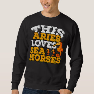 Horoscope Zodiac Sign Aries Kärlek Sea Horses Lång Ärmad Tröja
