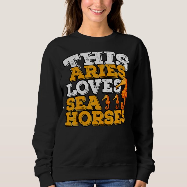Horoscope Zodiac Sign Aries Kärlek Sea Horses T Shirt (Framsida)