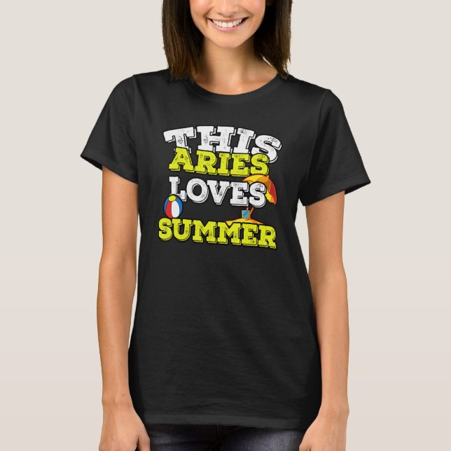 Horoscope Zodiac Sign Aries Kärlek Sommar T Shirt (Framsida)