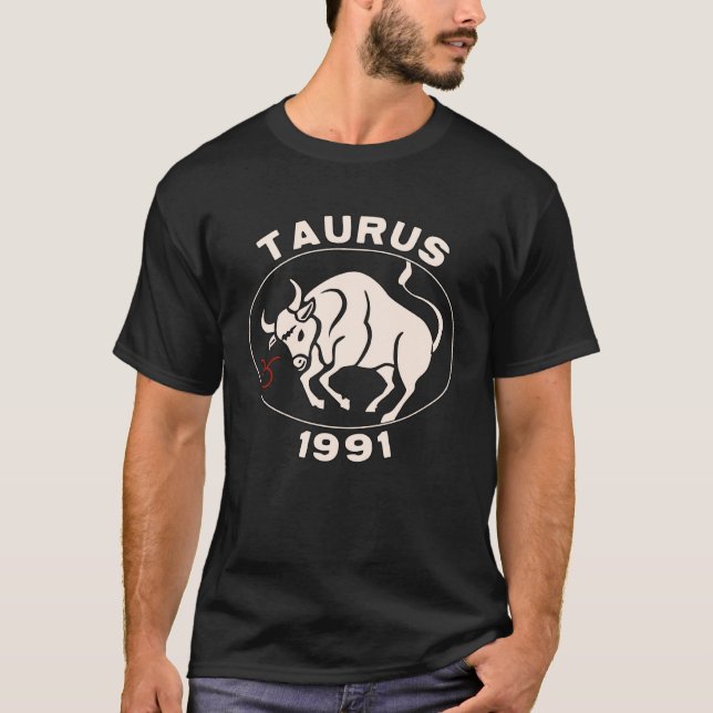 Horoscope Zodiac Sign Bull 1991 T Shirt (Framsida)