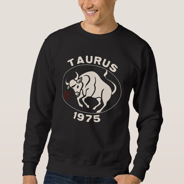Horoscope Zodiac Sign Bull Taurus 1975 Lång Ärmad Tröja (Framsida)