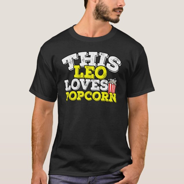 Horoscope Zodiac Sign Leo Kärlek Popcorn T Shirt (Framsida)