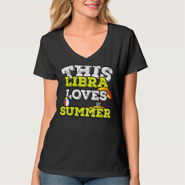 Horoscope Zodiac Sign Libra Kärlek sommar T Shirt (Framsida)