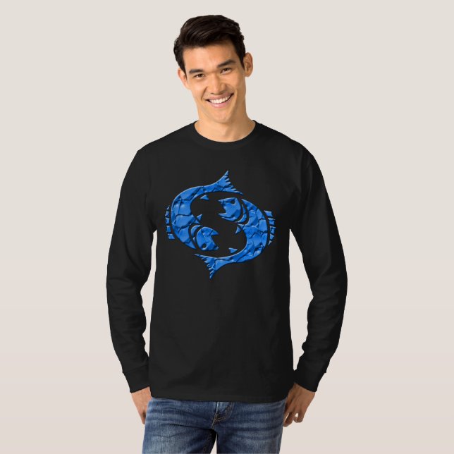 Horoscope Zodiac Sign Pisces T Shirt (Hel framsida)