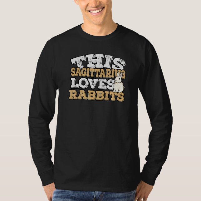 Horoscope Zodiac Sign Sagittarius Kärlek Rabbits T Shirt (Framsida)