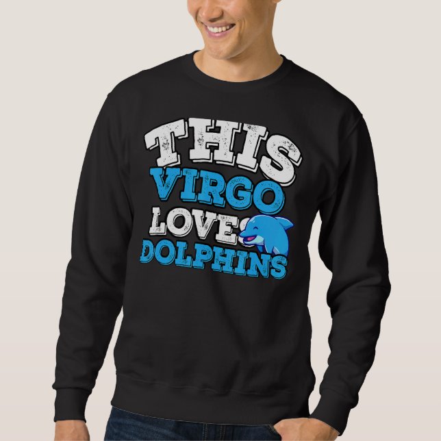 Horoscope Zodiac Sign Våg Kärlek Dolphins Lång Ärmad Tröja (Framsida)