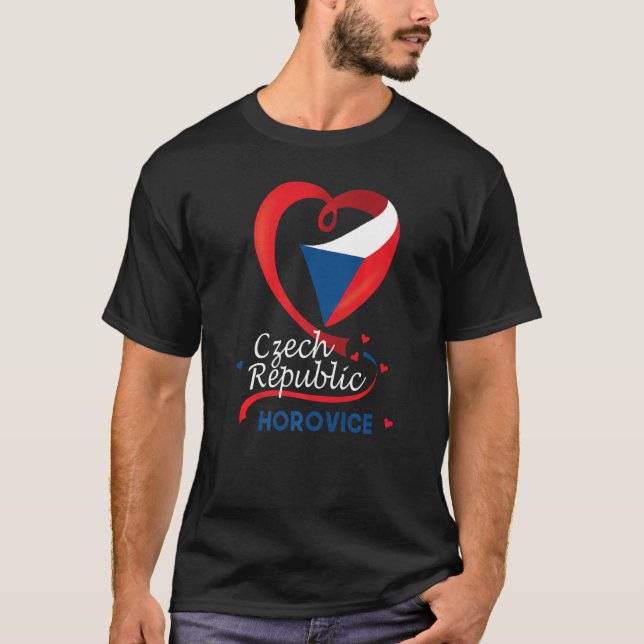 Horovice Czech Republic Heart Flagga Lejon Jacka a T Shirt (Framsida)