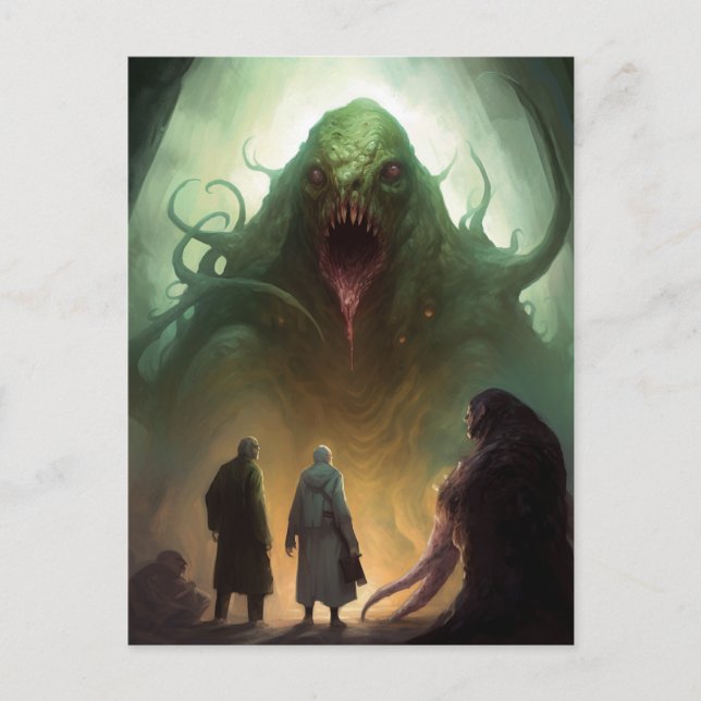 Horrible Grönt Creatror Horror Art Postcard Vykort (Framsida)