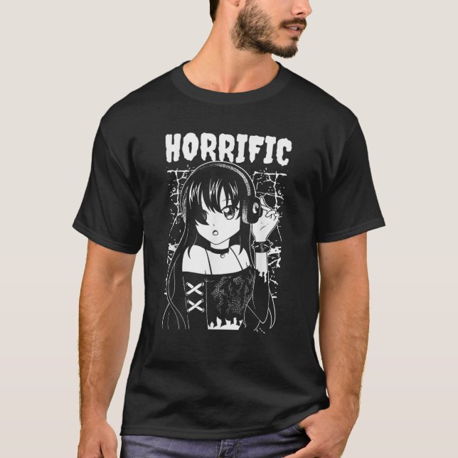 Horrific Anime Kawaii Gothic Aesthetic Darkwave Em T Shirt (Framsida)