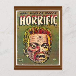 Horrific Terror Zombie Tecknad Cover Artwork Vinta Vykort