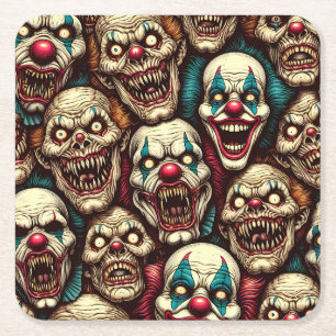 Horrifying Clowns Halloween fest Underlägg Papper Kvadrat