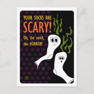 Horrily Smelly Halloween Socks Vykort