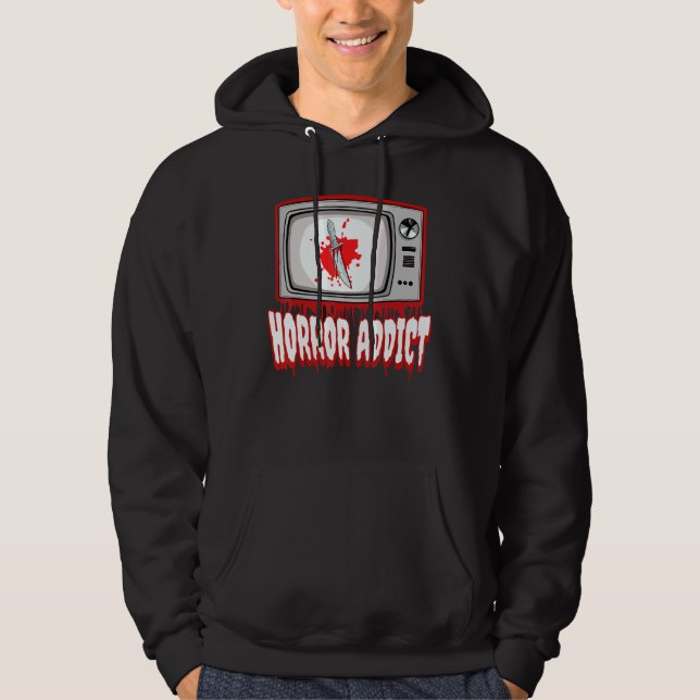 Horror Addict Movie Älskare Scary Slasher Retro TV Hoodie (Framsida)
