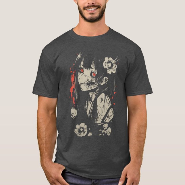 Horror Anime Manga Japan Japanese Creepy Kawaii Go T Shirt (Framsida)