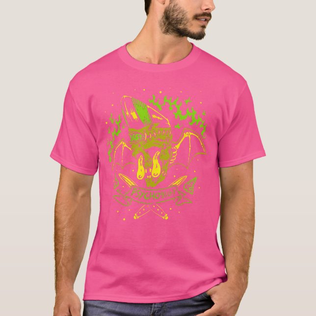 Horror Art - Pompadour Zombie Fladdermus Monster - T Shirt (Framsida)