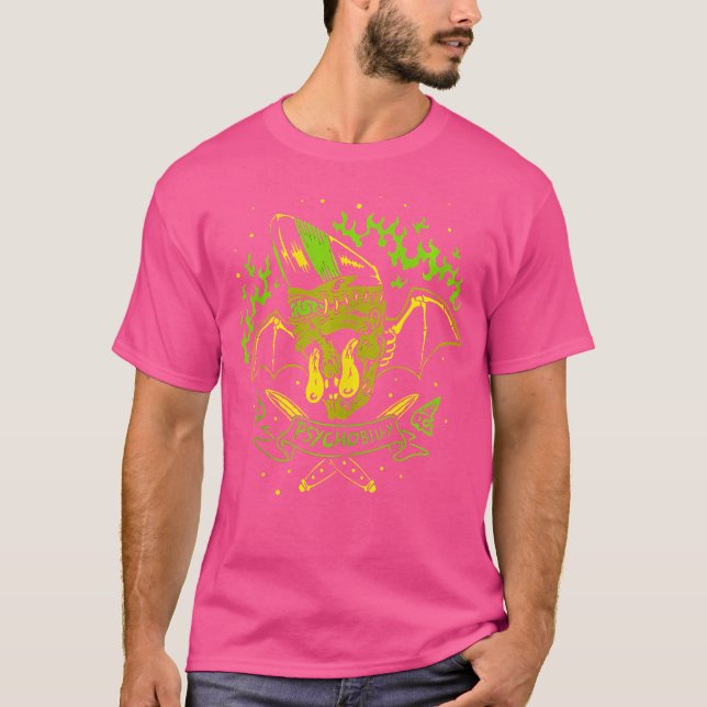Horror Art - Pompadour Zombie Fladdermus Monster - T Shirt (Framsida)