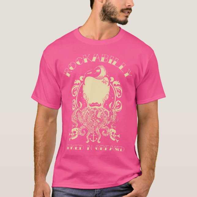 Horror Art - Rockabilly Pompadour Octopus - Psycho T Shirt (Framsida)