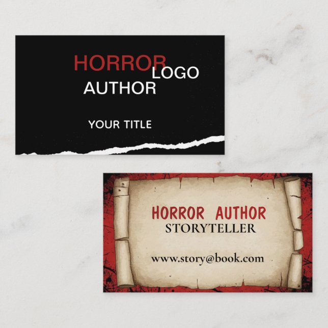 Horror Author Business Card Visitkort (Fram/baksida)
