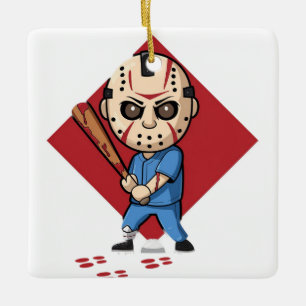 Horror Baseball Player Julgransprydnad Keramik