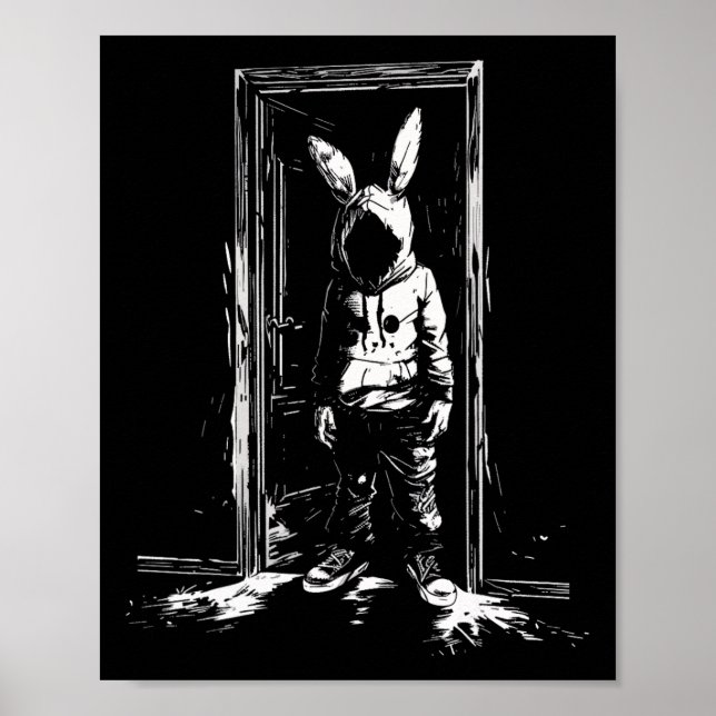 Horror Bunny Mask Man Rabbit Alt Goth Slasher Cree Poster (Framsidan)