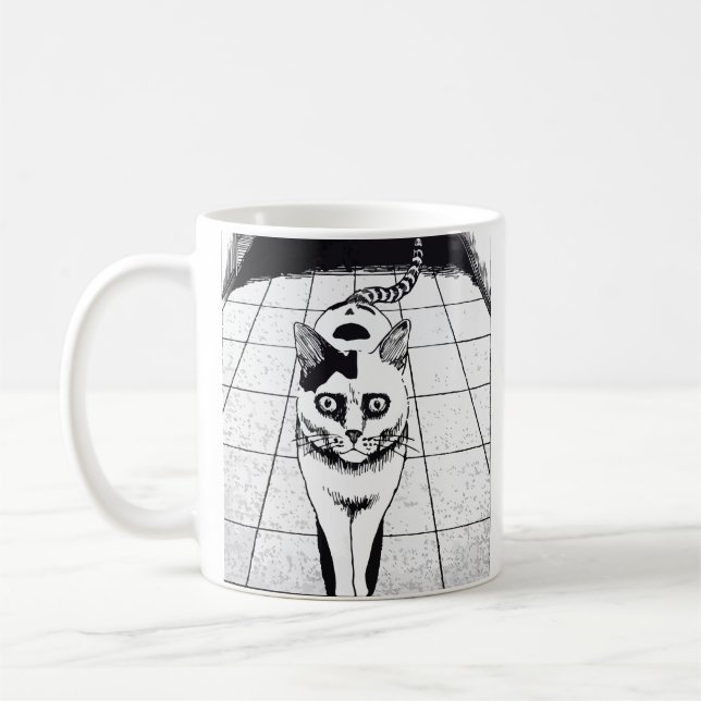 Horror cat anime art kaffemugg (Vänster)
