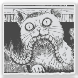 Horror cat anime art klistermärken