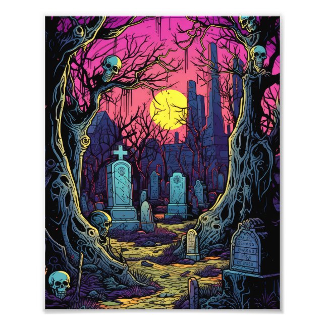Horror Cemetery Fototryck (Framsidan)