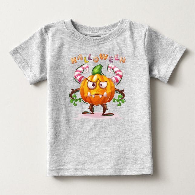 Horror Childisk Halloween Pumpkin Crazy T Shirt (Framsida)