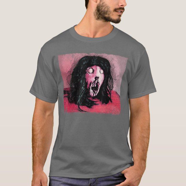 Horror Comic Art Severed Head Gore Retro Movie Mac T Shirt (Framsida)