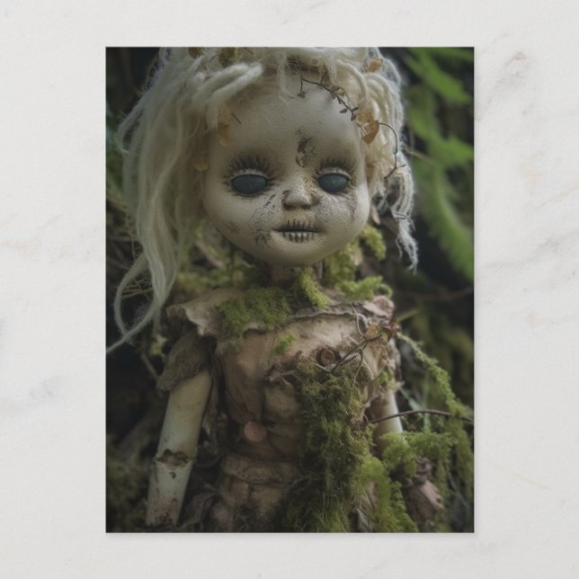 Horror Creepy Doll i Forest Postcard Vykort (Framsida)