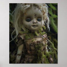Horror Creepy Doll i skogen Poster