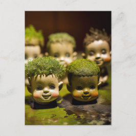 Horror Creepy Dollheads Growing Moss Vykort