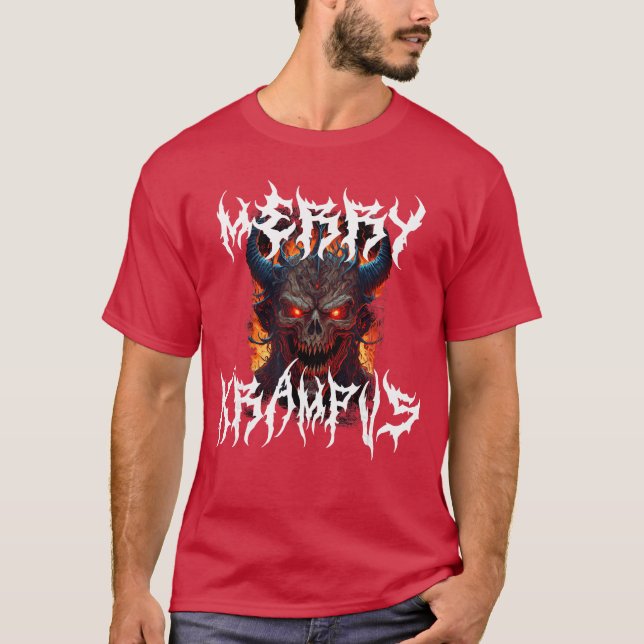 Horror Dmoneufel Frau Kramperl Outfit Maske Merry  T Shirt (Framsida)