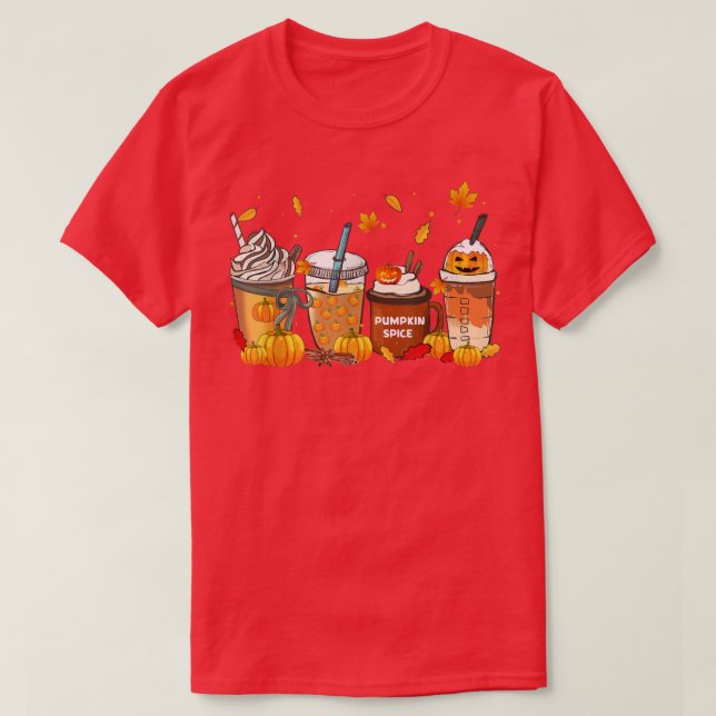Horror Fall Coffee Jackolantern Halloween Pumpkin T Shirt (Design framsida)