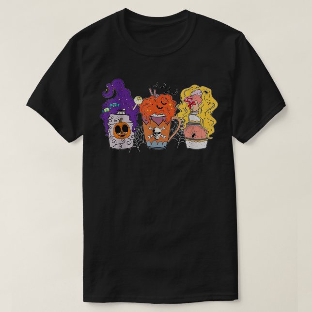 Horror Fall Coffee Latte Kopp Halloween Pumpkin Sp T Shirt (Design framsida)