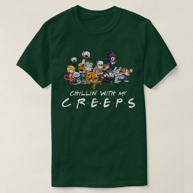 Horror Friends Chillin med mina Creeps Halloween B T Shirt (Design framsida)