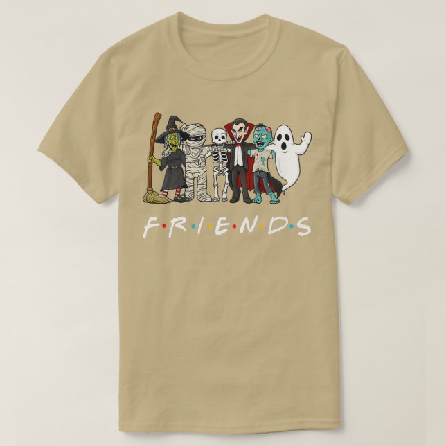 Horror Friends Skeleton Zombie Pumpkin Mummy Hallo T Shirt (Design framsida)
