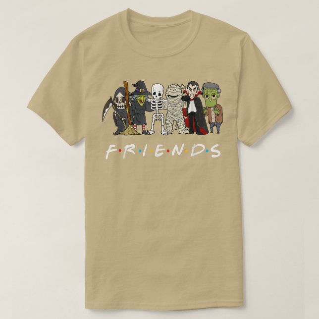 Horror Friends Skeleton Zombie Pumpkin Mummy Hallo T Shirt (Design framsida)