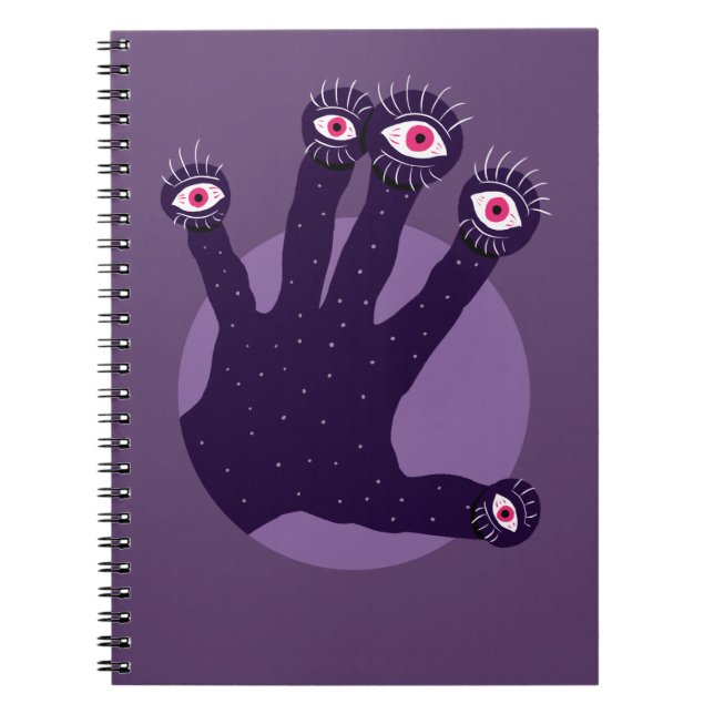 Horror Goth Lila Creepy Hand Konstig Ögon Anteckningsbok (Framsidan)