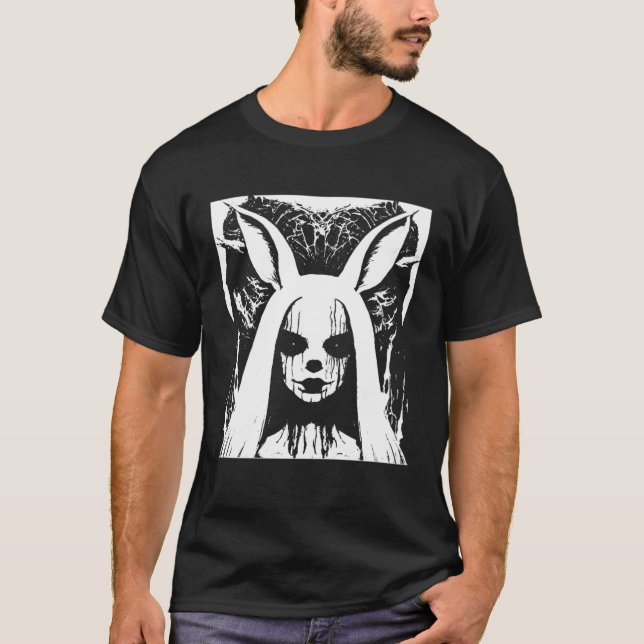 Horror Gothic Batcave Girl Bunny Mörk Wave Goth Gi T Shirt (Framsida)