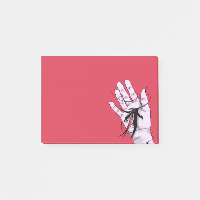 Horror Gothic Hand Biting Flower Monster Macab Art Post-it Block (Framsida)