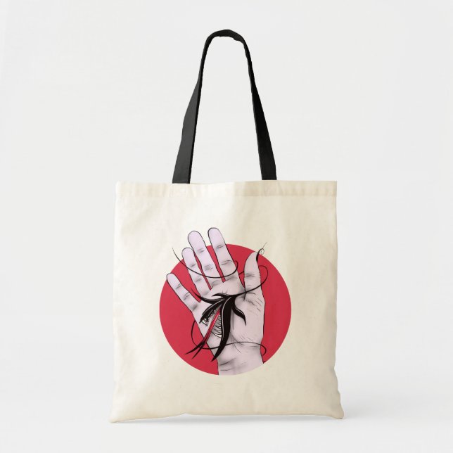 Horror Gothic Hand Biting Flower Monster Macab Art Tygkasse (Framsidan)
