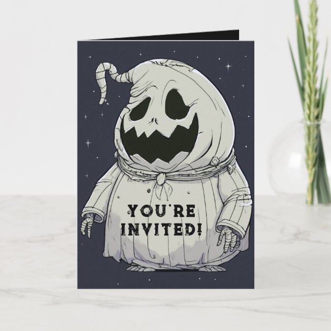 Horror Halloween Hollow Pumpkin Ghost Inbjudan (Framsida)