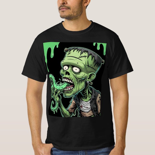 Horror Halloween Zombie: Frankensteins Pizza Nigh T Shirt (Framsida)