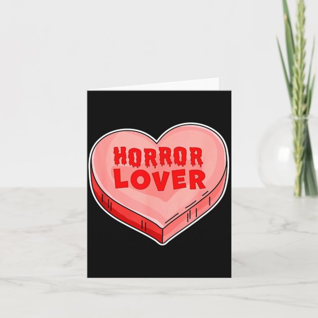Horror Lover Candy Heart Valentines Day Halloween  Kort (Framsida)